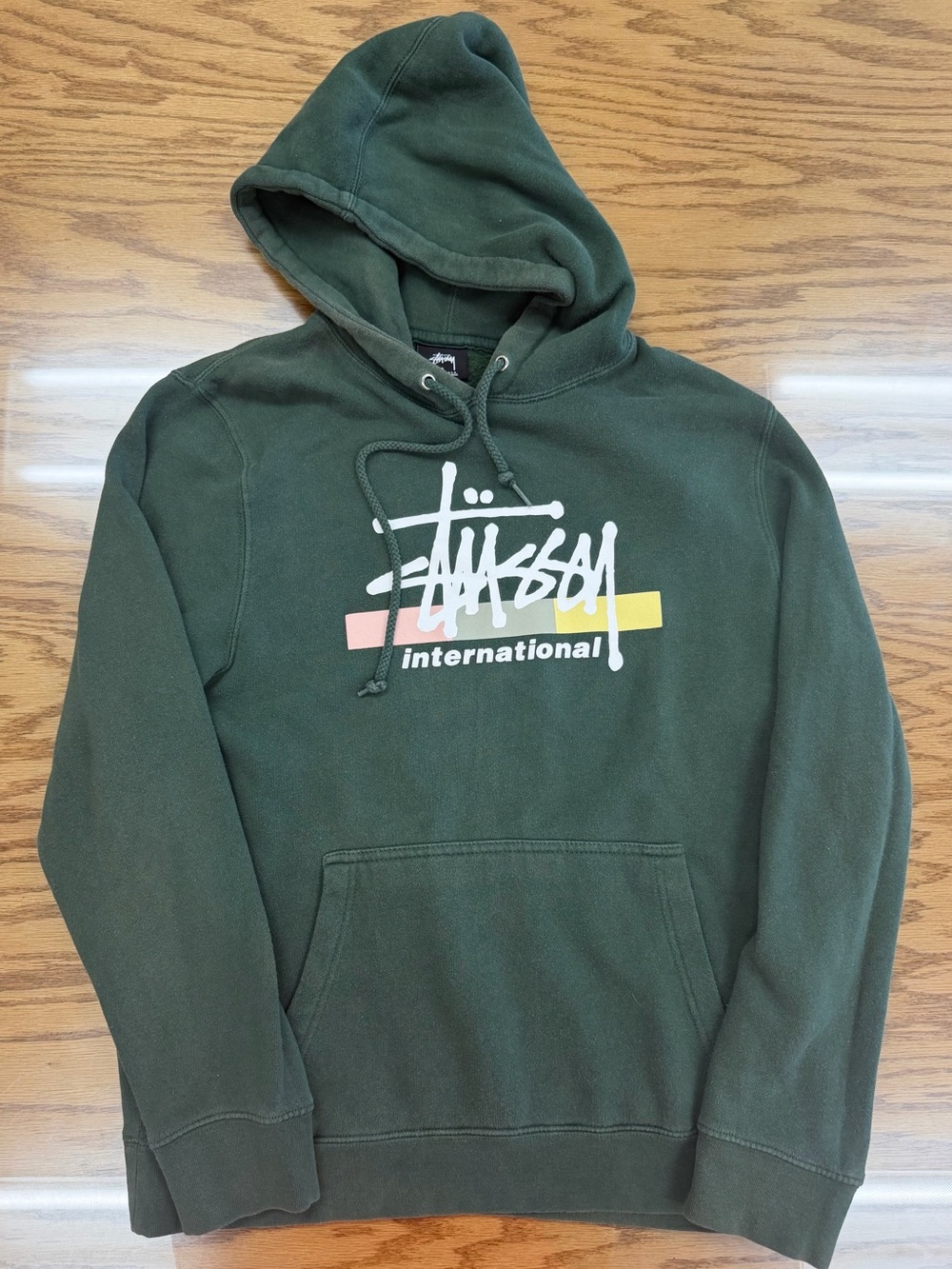 Vintage 90s Stussy International Green Hoodie Made In The USA Fader S - 20x25